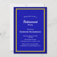 Retirement Party Gold Frame royal blue