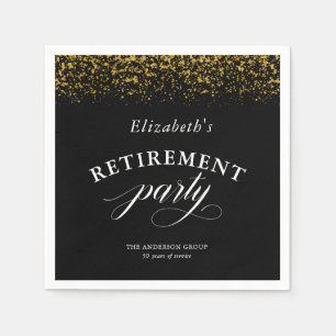 Retirement Party Gold Glitter Elegant Script Napkin
