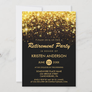 Retirement Party Gold Glitter Glamour Sparkles Invitation