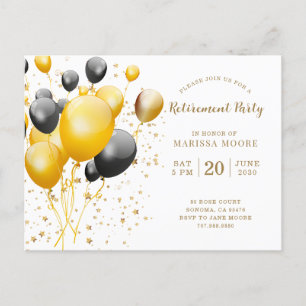 Retirement Party Gold Rose And Gold  Announcement Postcard