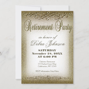 Retirement Party   Gold Shimmer Invitation