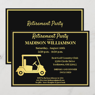 Retirement Party Golf Black Gold   Invitation
