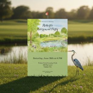 Retirement Party Golf Course with Heron Invitation