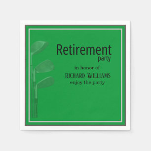 Retirement Party Golf Modern Corporate Green Black Napkin