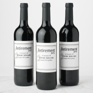 Retirement Party Golf Modern Corporate Green Black Wine Label