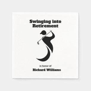 Retirement party golf player swinging modern style napkin
