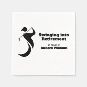 Retirement party golf player swinging modern style napkin