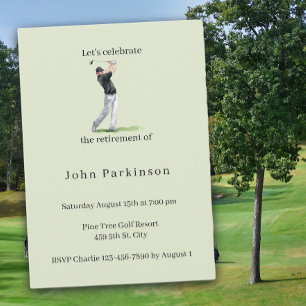Retirement Party Golfer Watercolor Invitation