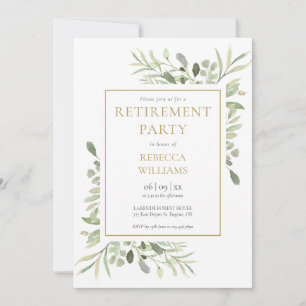 Retirement Party Greenery Foliage Invitation