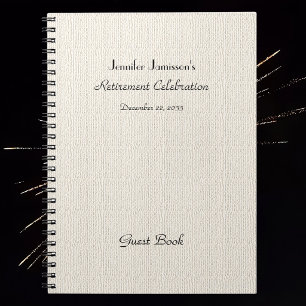 Retirement Party Guest Book, Faux Textured Burlap Notebook