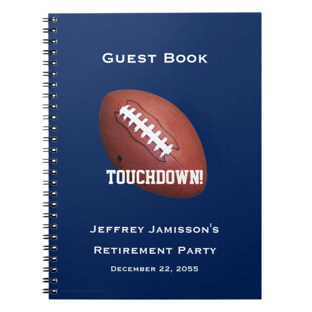 Retirement Party Guest Book, Football, Spiral Notebook (Front)