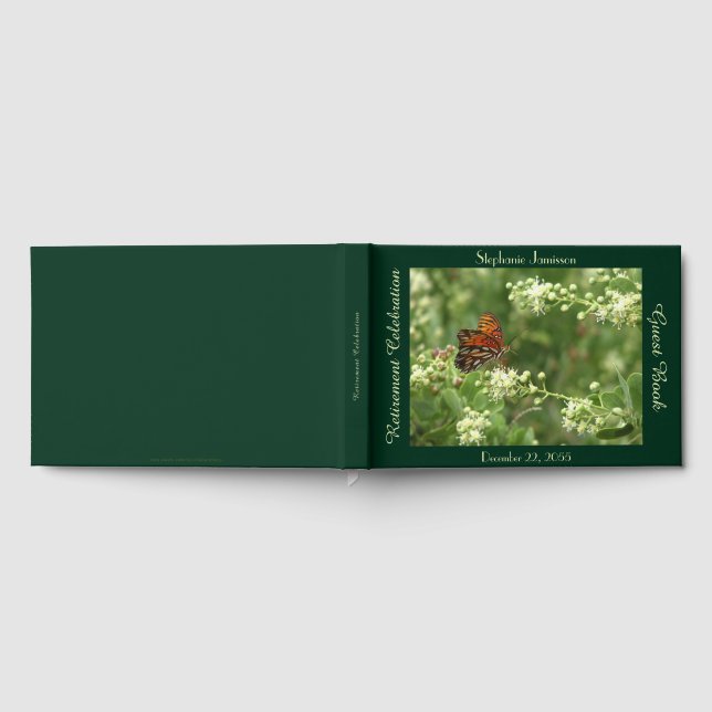 Retirement Party Guest Book, Orange Butterfly Book (Full)