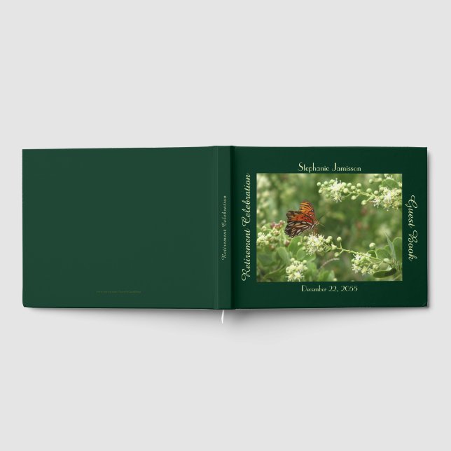 Retirement Party Guest Book, Orange Butterfly Guest Book (Full)