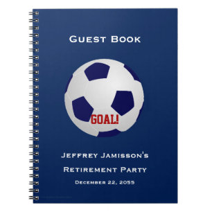 Retirement Party Guest Book, Soccer, Name Spiral Notebook
