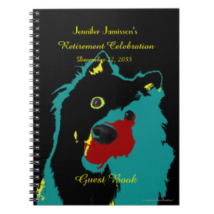 Retirement Party Guest Book, Teal Dog Notebook