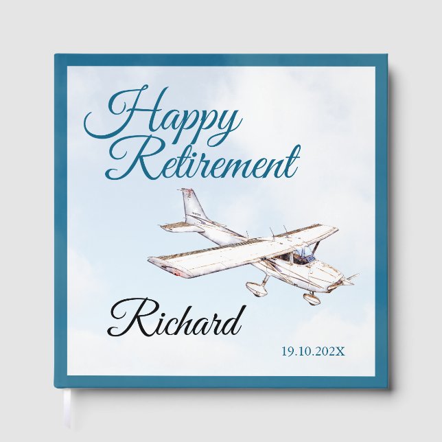 Retirement Party Guest book with Airplane Design 3 (Front)