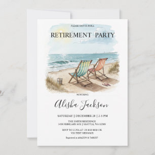 Retirement Party Invitation - Beach Loungers Ocean