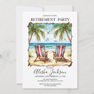 Retirement Party Invitation - Beach Loungers Ocean