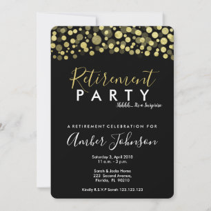 retirement party invitation, black and gold invitation