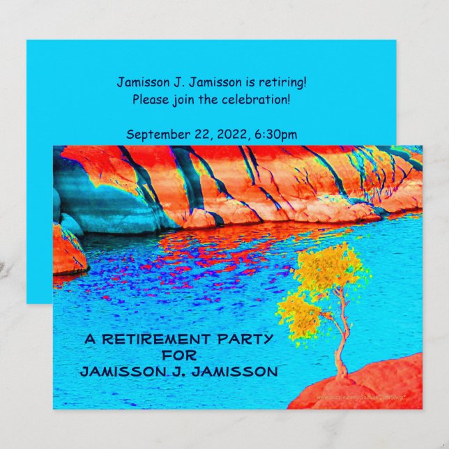 Retirement Party Invitation, Colourful Landscape Invitation (Front/Back)