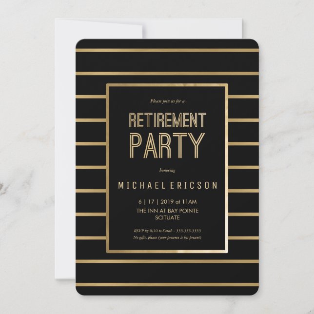 Retirement Party Invitation - Customise, Classy (Front)