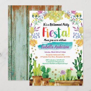 Retirement party invitation fiesta with cactus