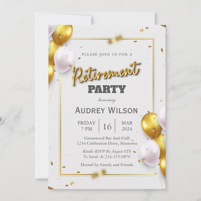 Retirement Party Invitation Gold Luxury (Front)
