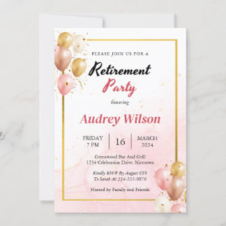 Retirement Party Invitation Gold Pink Modern