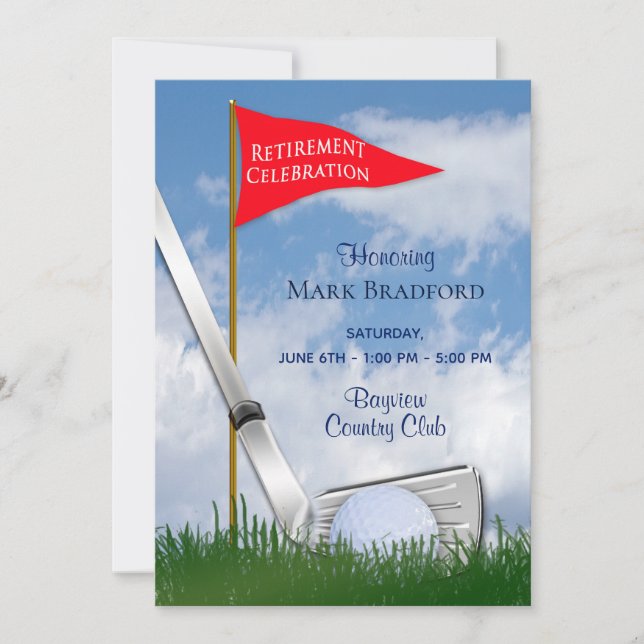 Retirement Party Invitation, Golf Club/Ball Invitation (Front)