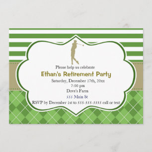 Retirement party invitation golf green gold
