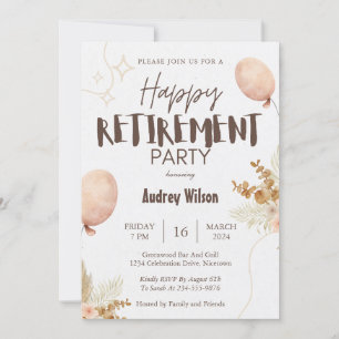 Retirement Party Invitation Happy Brown Beige