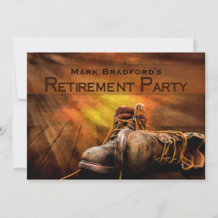 Retirement Party Invitation, Old Work Boots,Sunset Invitation