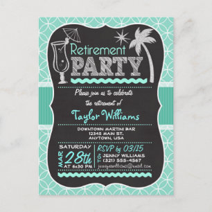 Retirement Party Invitation on Aqua Pattern