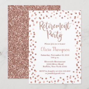 Retirement Party Invitation Rose Gold Confetti