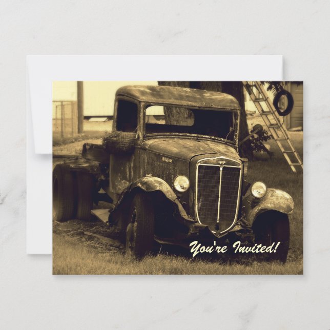 Retirement Party Invitation - Sepia Farm Truck (Front)