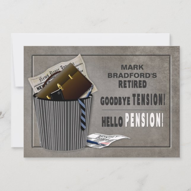 Retirement Party Invitation -Tension-Pension (Front)