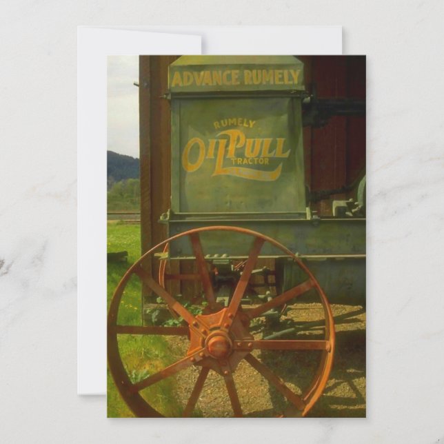Retirement Party Invitation Vintage Green Tractor (Front)