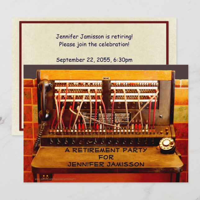 Retirement Party Invitation, Vintage Switchboard Invitation (Front/Back)