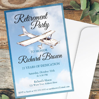 Retirement Party Invitation with Aeroplane Design 