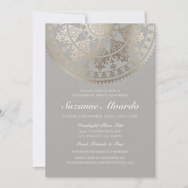 Retirement Party Invitations Gold Foil (Front)