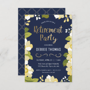 Retirement Party Invite, Small, Customise w/ Gold Invitation