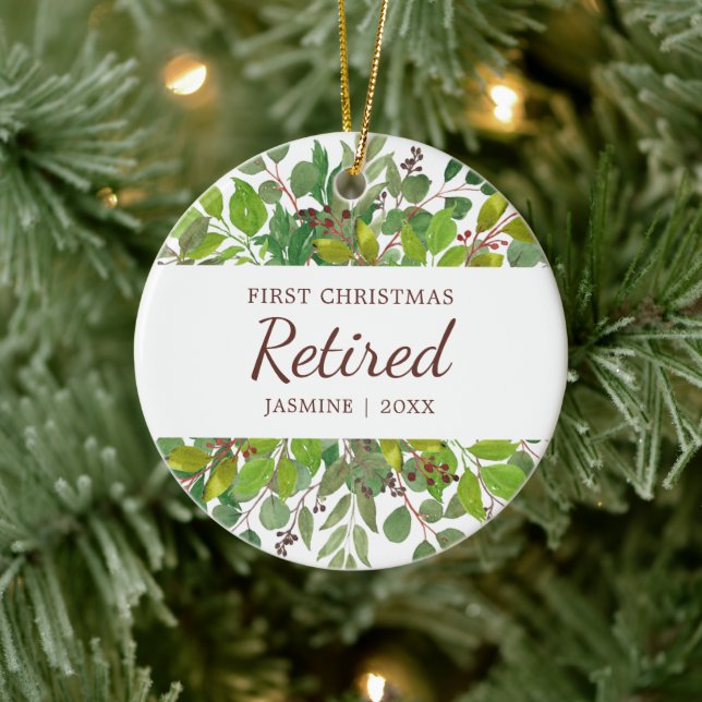 Retirement Party Keepsake Personalised Greenery Ceramic Tree Decoration (Tree)