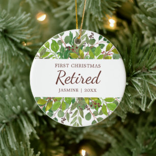 Retirement Party Keepsake Personalized Greenery Ceramic Tree Decoration