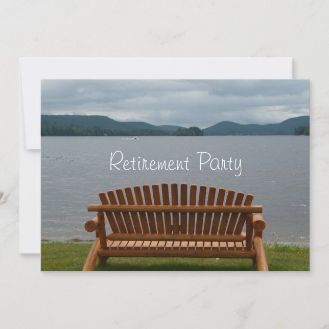 Retirement Party-Lakeview with Wooden Bench Invitation (Front)