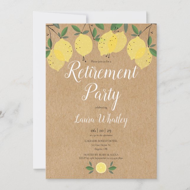 Retirement Party Lemons Rustic Kraft Invitation (Front)