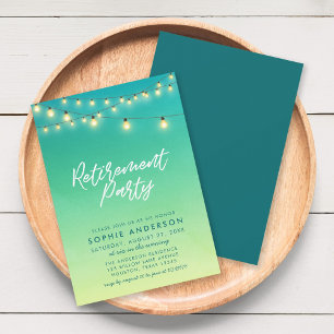 Retirement Party Lights Watercolor Sea Glass Invitation
