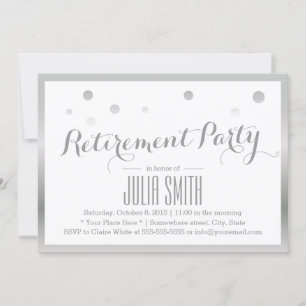 Retirement Party Modern Silver Confetti Dots Invitation