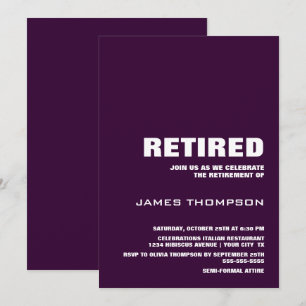 Retirement Party Modern Simple Mulberry and White Invitation