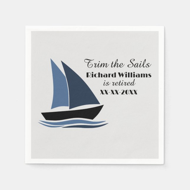Retirement Party Nautical Sailing Theme Modern  Napkin (Front)