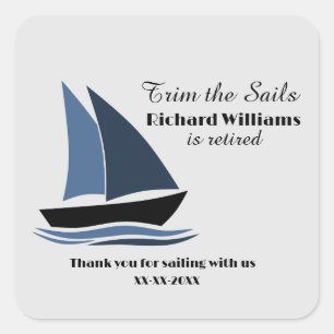 Retirement Party Nautical Sailing Theme Modern Square Sticker